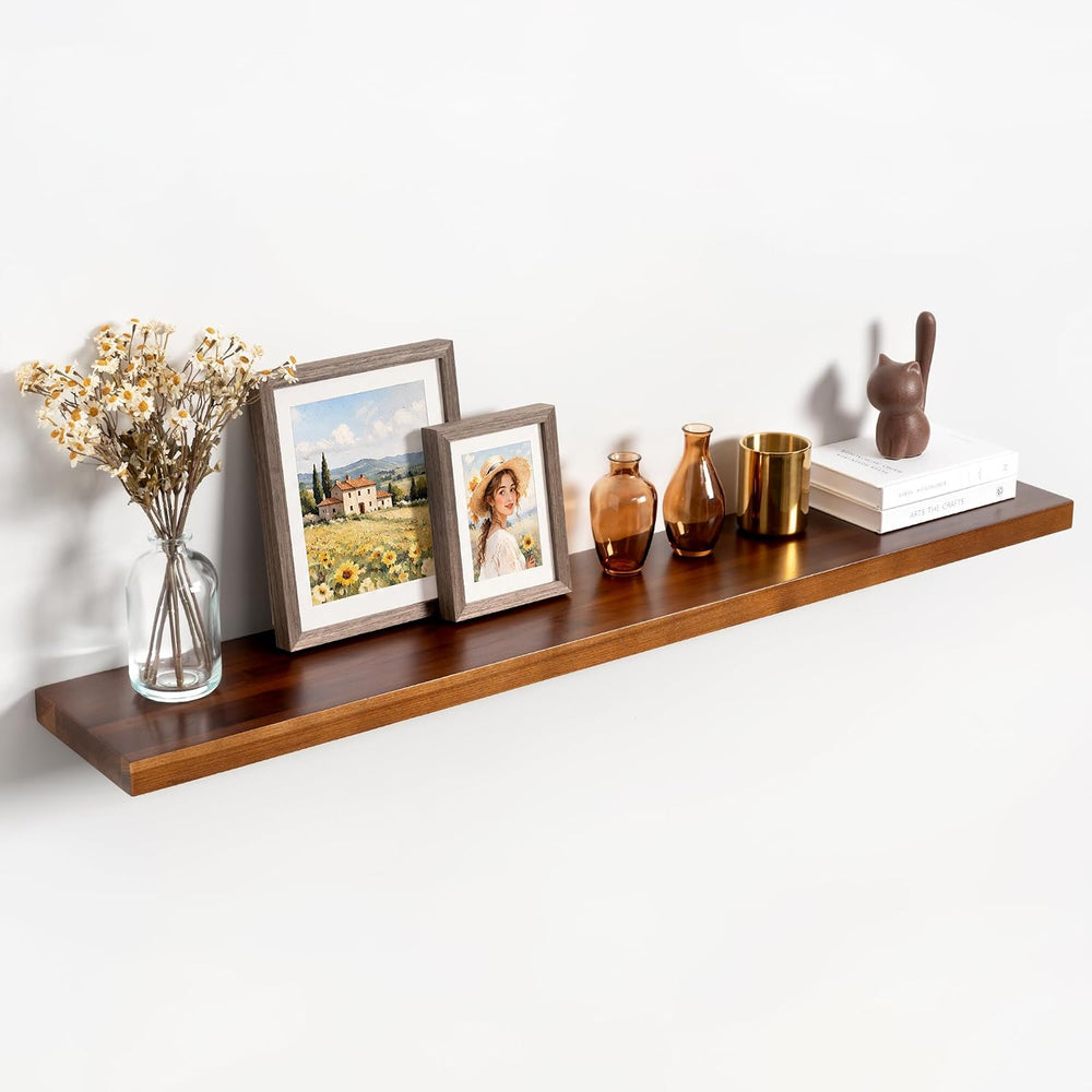 48Inch Floating Shelf, Solid Teak Wood Wall Shelf