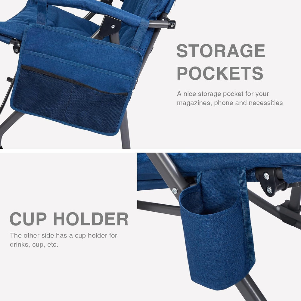 EVER ADVANCED Oversized Folding Rocking Camping Chair, Padded
