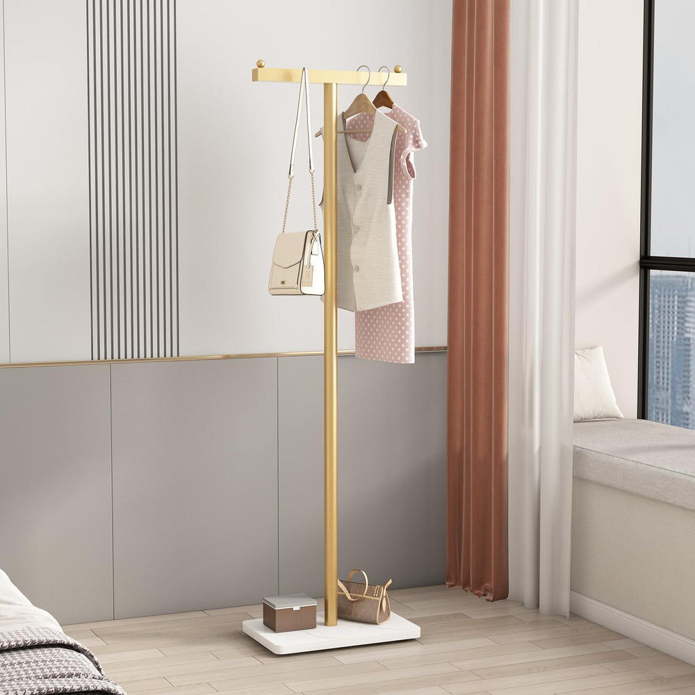 Gold Coat Rack Freestanding Heavy Duty Clothes Rack Stand for Entryway, Bedro...