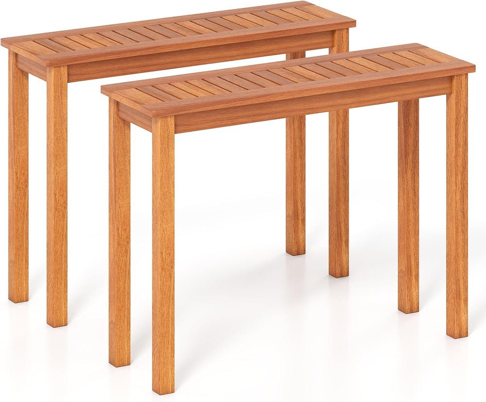 Tangkula Narrow Outdoor Solid Wood Dining Table