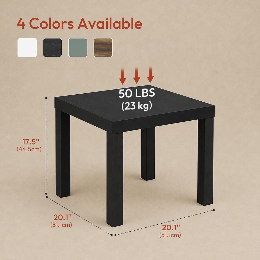 1.8 Thick Tabletop Square Modern End Table, Toolless Assembly Bedside Table, ...