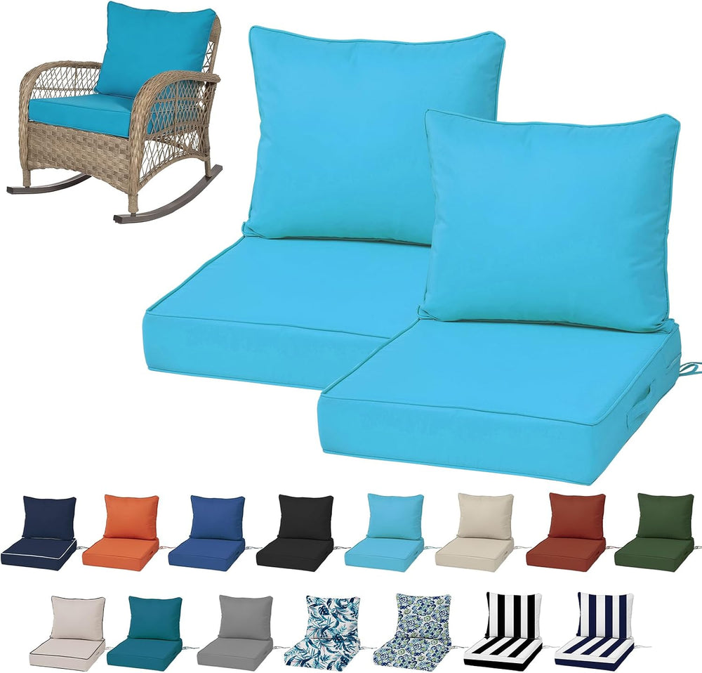 22x22“ Outdoor Deep Seat Cushions Set of 2, Patio Replacement Foam Cushions f...