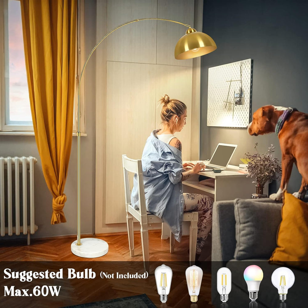 GoBright Gold 73" Arc Floor Lamp, Adjustable Farmhouse Tall Stand Up Light