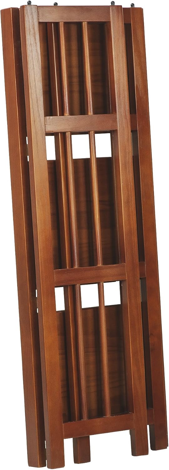 Casual Home Narrow 3-Shelf Folding Bookcase, 14" Wide, Mahagony