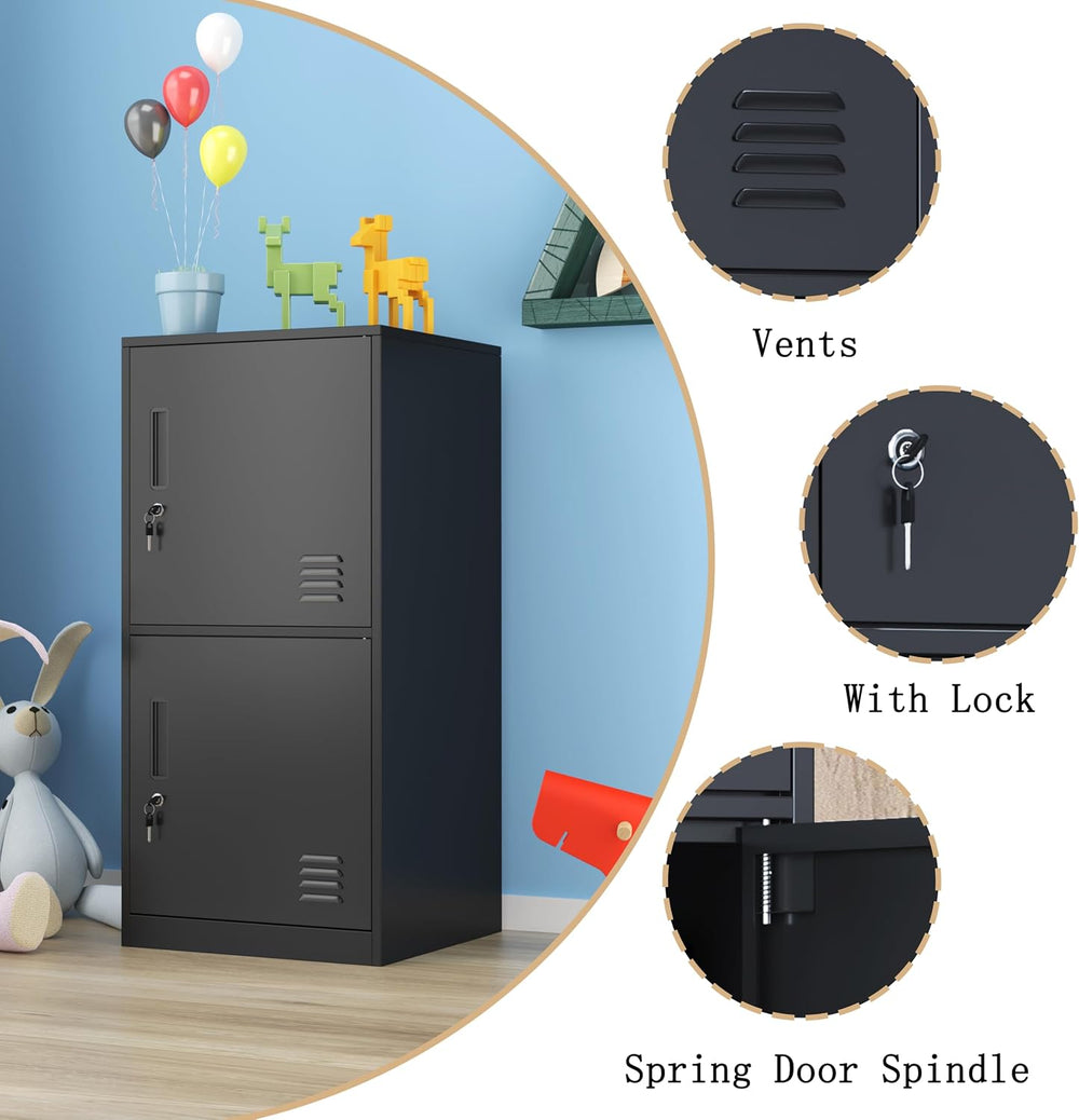 2 Door Metal Vertical Storage Locker for Home Office, School, Office, Home,Gy...