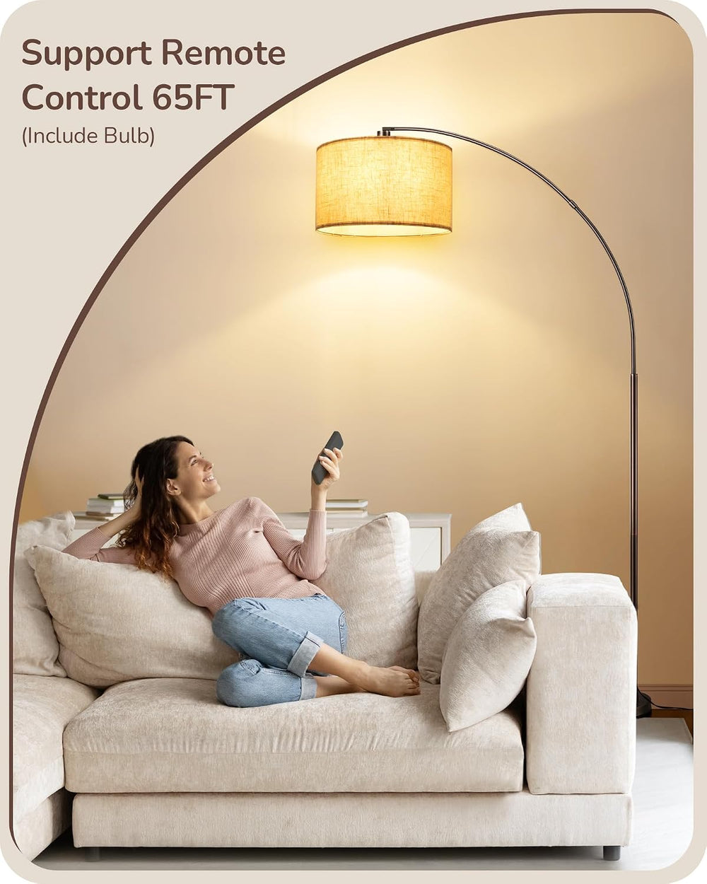 EDISHINE Bronze Modern Floor Lamp with Remote, 78.3" Tall Arc Standing Lamp