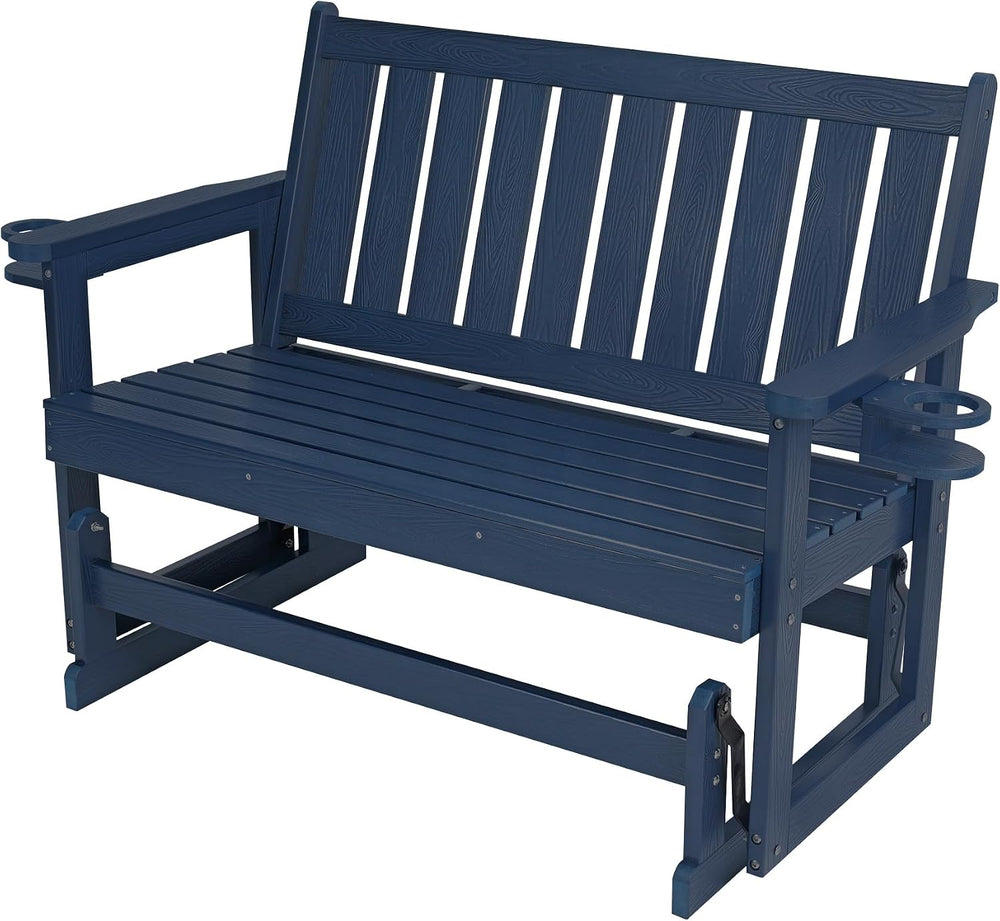 Poly Lumber Patio Glider, HIPS Material Weather-Resistant Swing Bench for Out...
