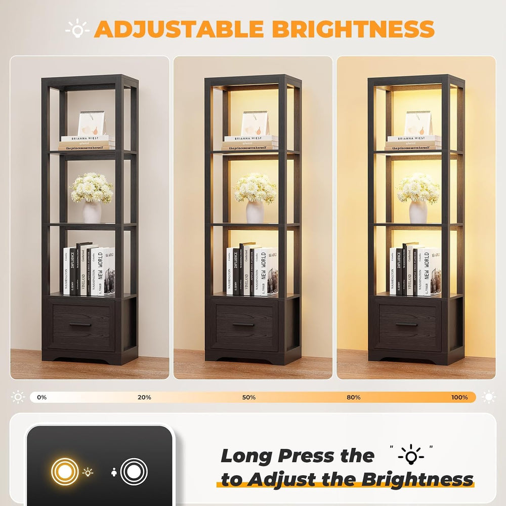 BROTTAR Display Shelf with 3 Color Light, Black