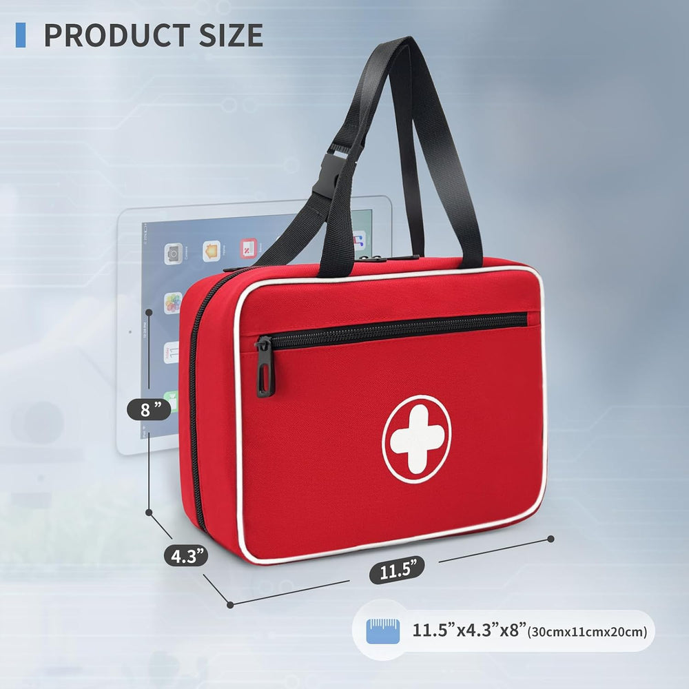 Portable First Aid Bag, Empty Emergency Trauma Kit with Reflective Strips, Mu...