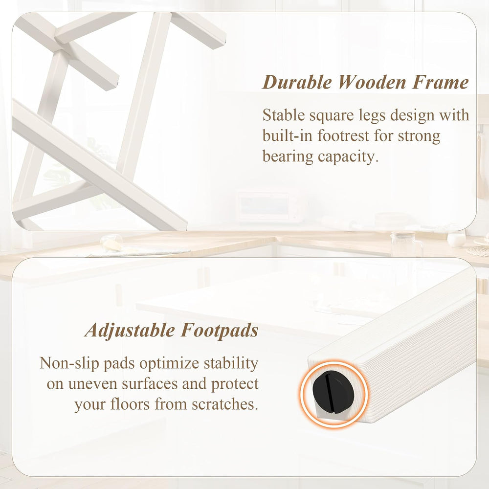 27" Backless Saddle Counter Stools Set of 2, Hand-brushed Wood Finish Legs