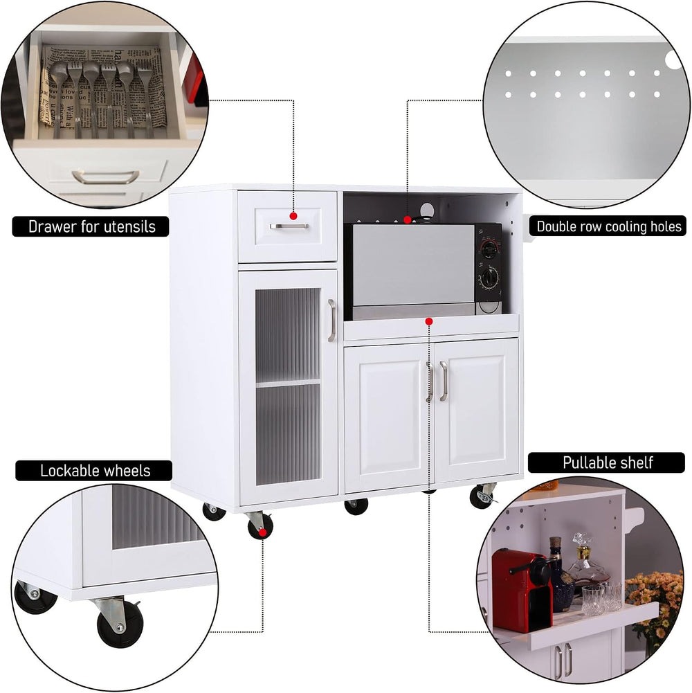 PHI VILLA Microwave Stand Cart with Wheels