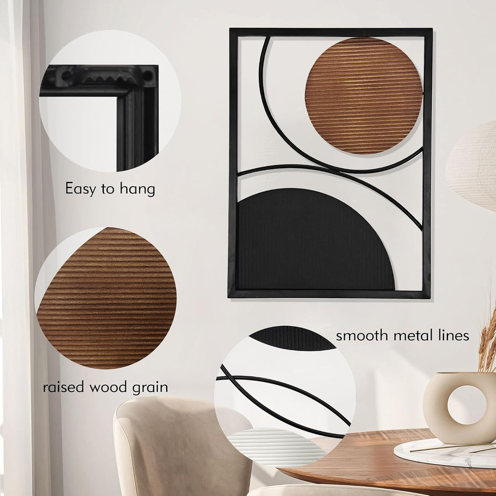 Oakrain 3 Pack Metal Wall Art, Abstract Minimalist Modern Wall Decor for Livi...