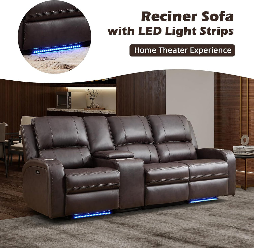EBELLO Faux Leather Power Recliner Sofa Set, 2 Piece Electric Reclining Couch...