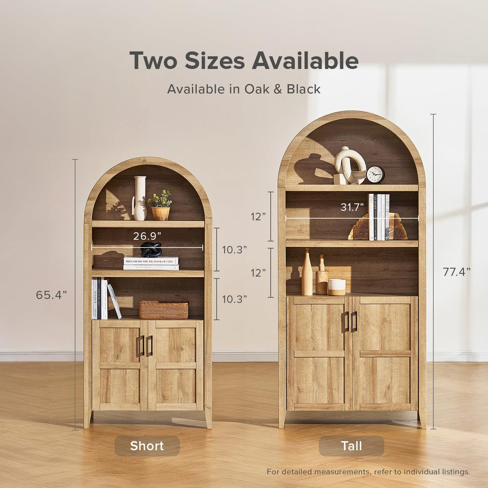 mopio Lauren 77.4" Bookcase, Storage Cabinet, Pantry (Oak)
