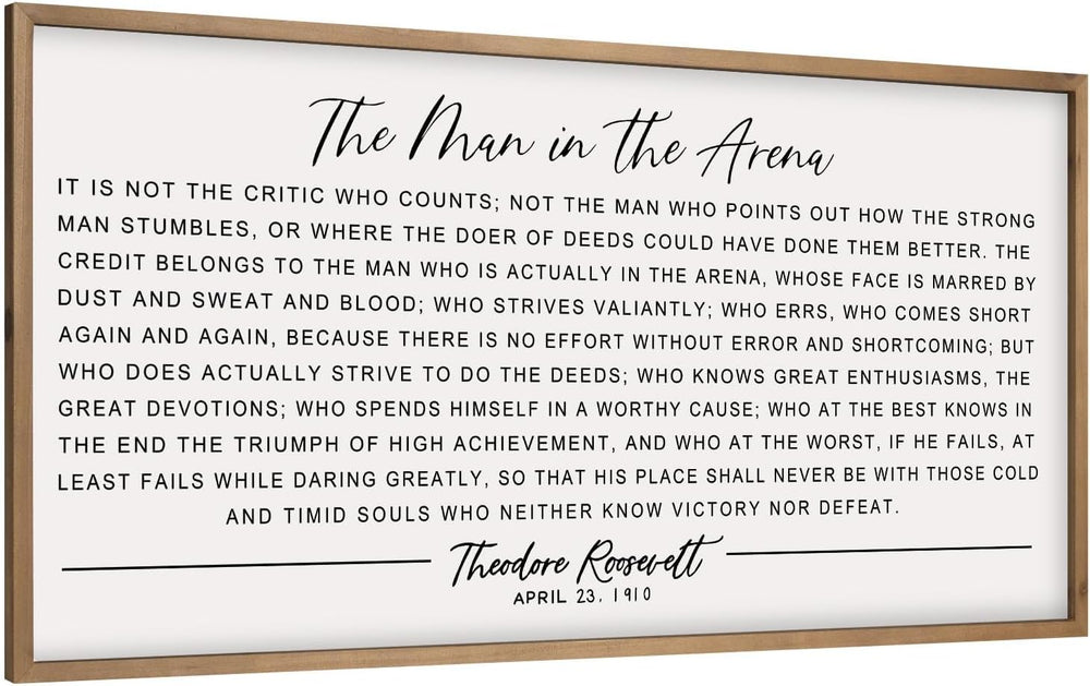 flangairy 32.3"x 16.5" The Man in The Arena Wall Art Framed, Office...