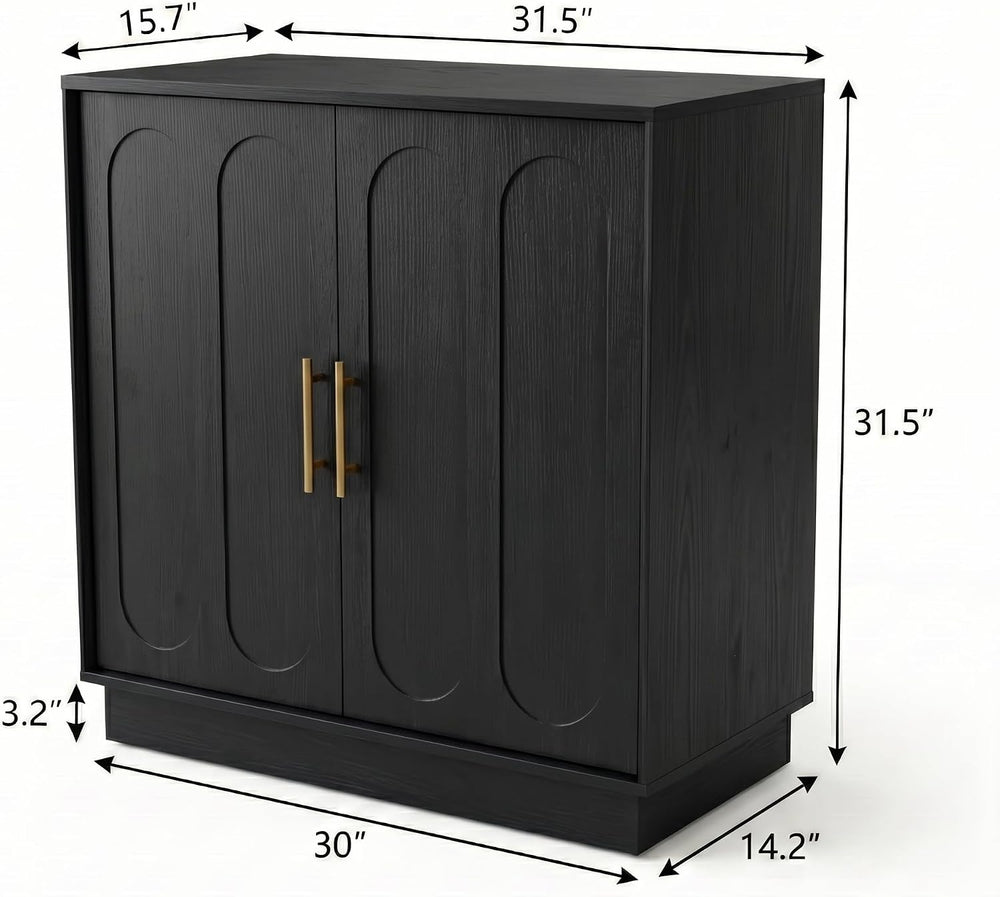holzart 31.5" Modern Farmhouse Storage Cabinet, Black 2 Door Sideboard B...