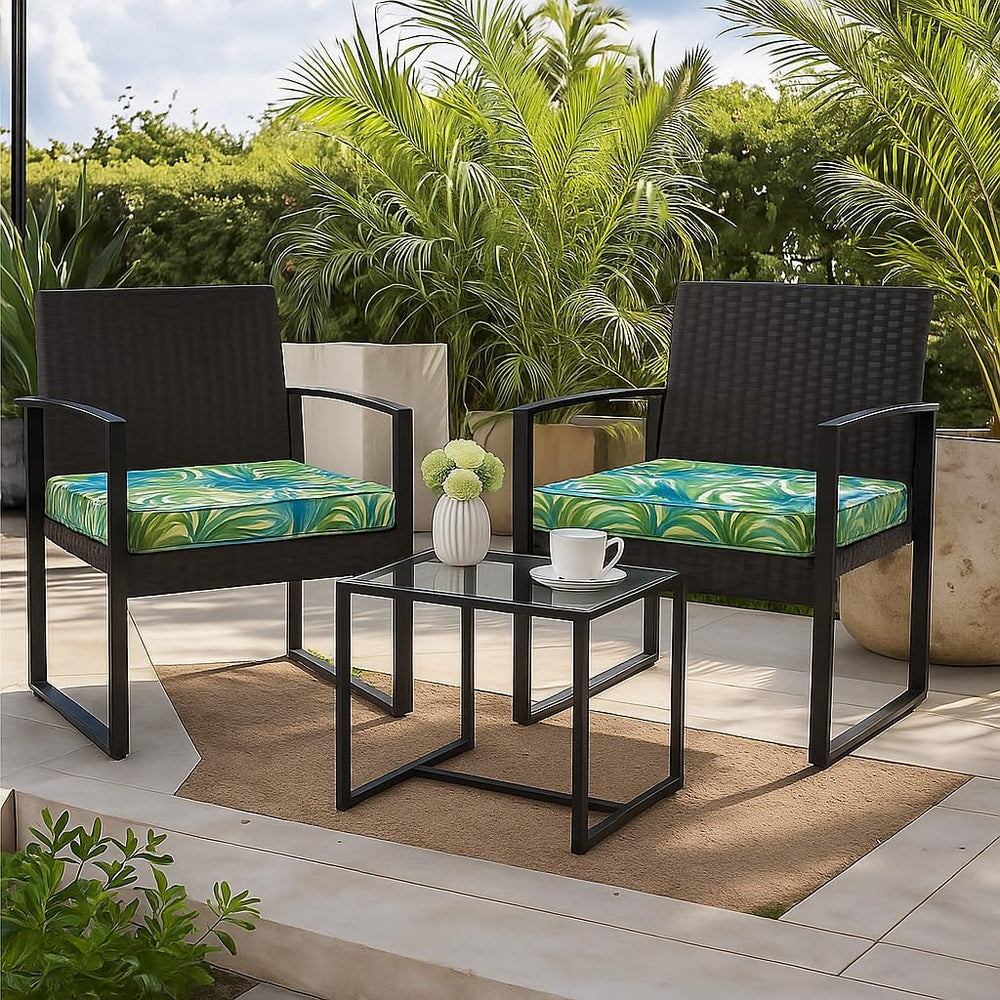 19x19x3 Inch Outdoor Square Corner Chair Cushions with Ties Set of 2, Water &...