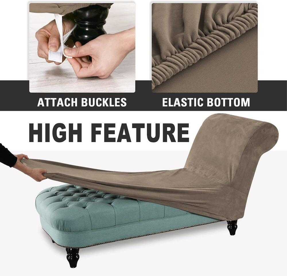 Armless Lounge Chaise Slipcover, Velvet Chaise Chair Covers for Living Room &...