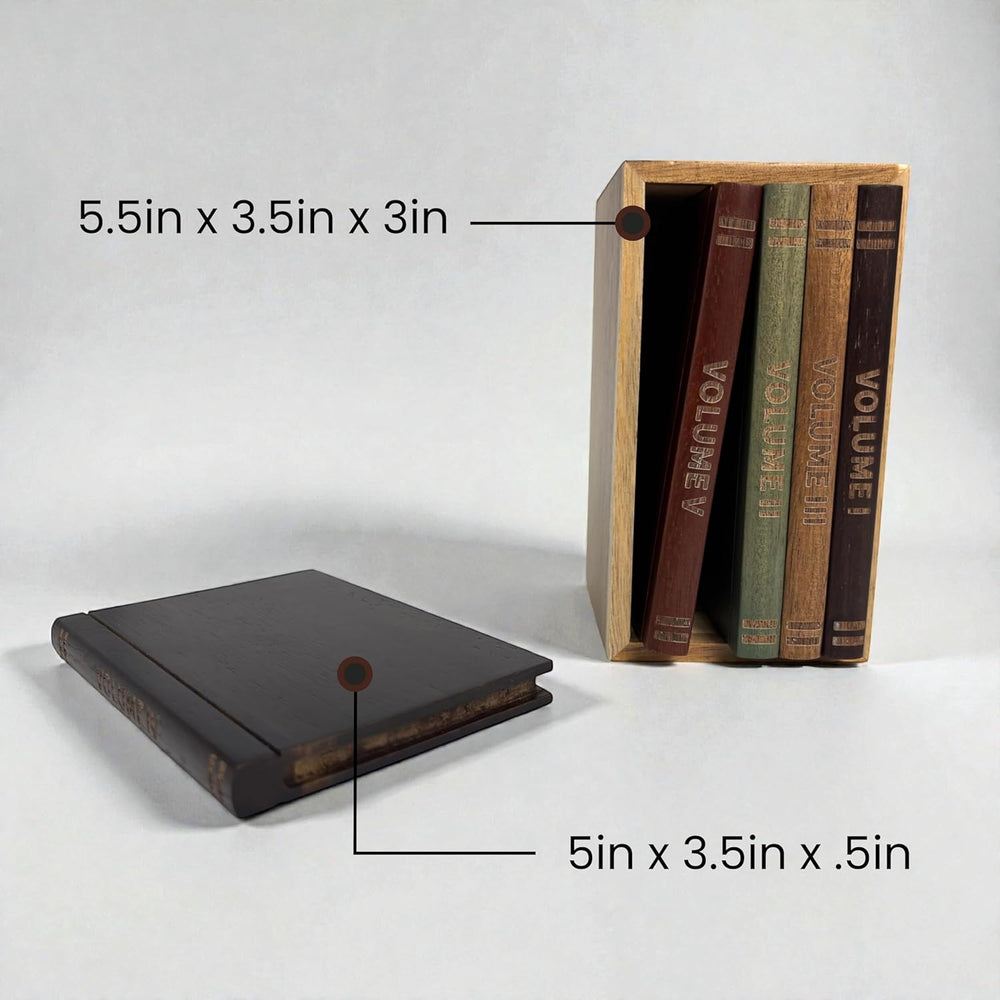 The Coaster Library | 100% Acacia Wood | Set of 5 Book-Style Decorative Drink...
