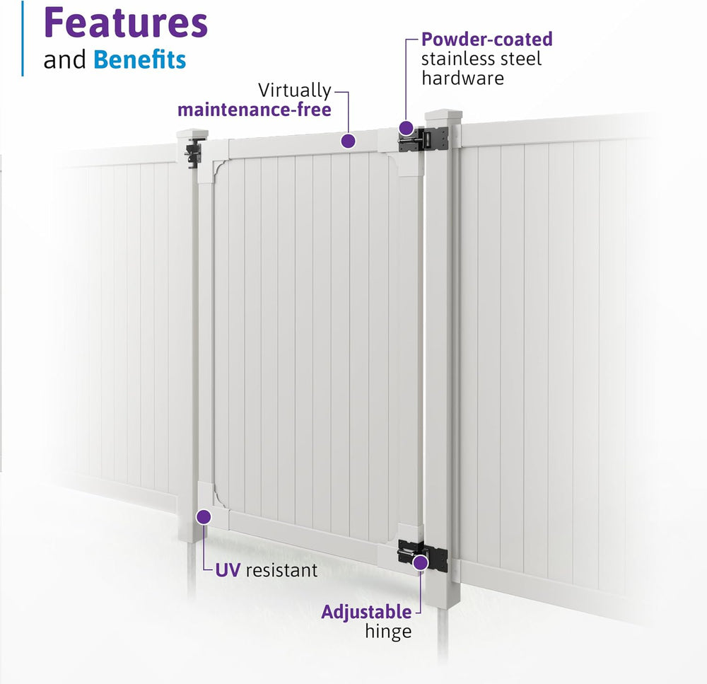 WamBam Cambridge Privacy Gate, White Vinyl No Dig DIY Kit