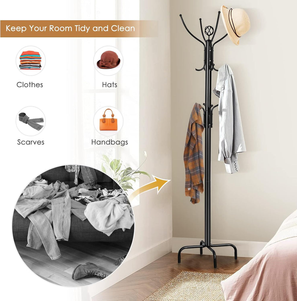 Tangkula 78 Inch Freestanding Coat Rack, Black