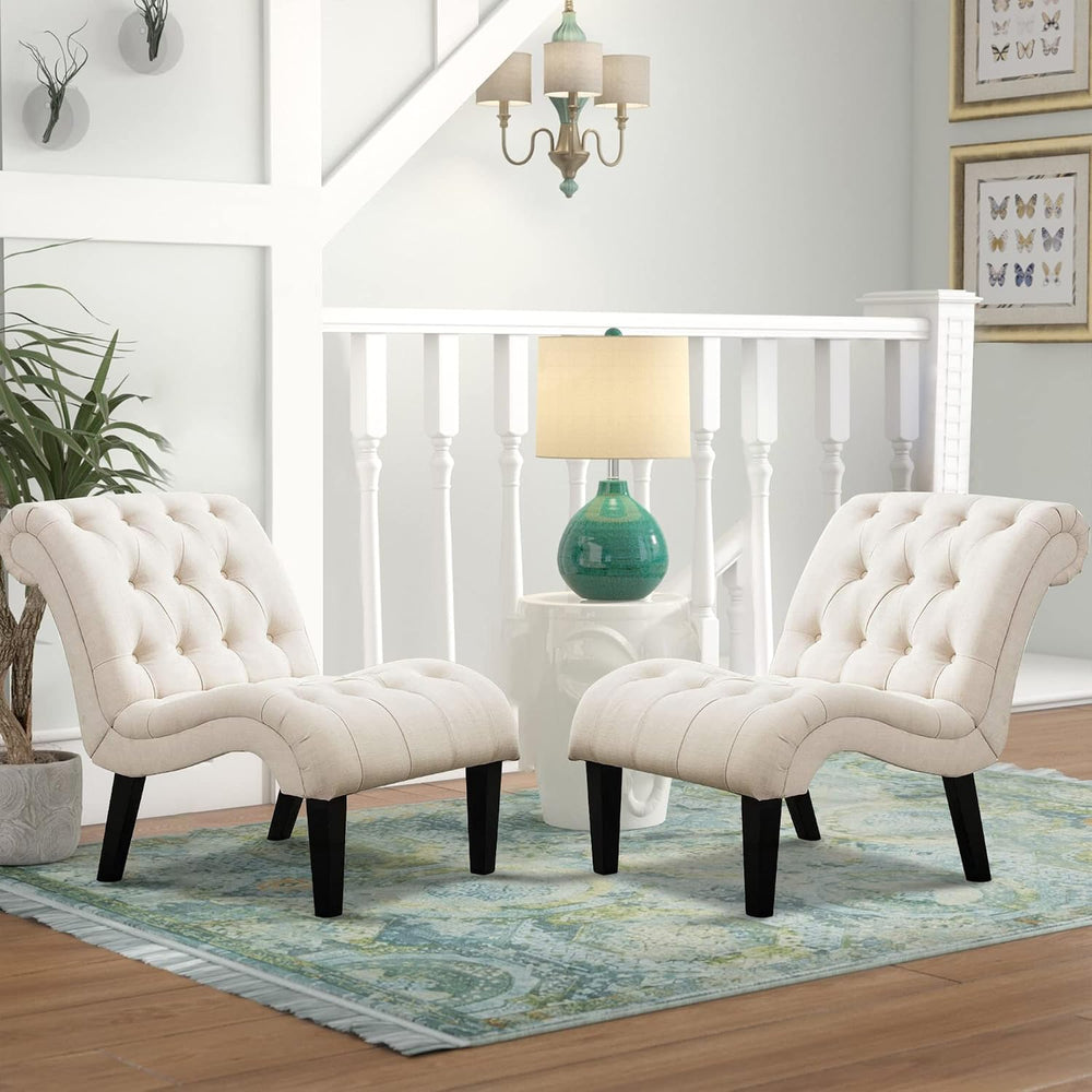 Accent Chair Set of 2 Upholstered Living Room Chairs Armless