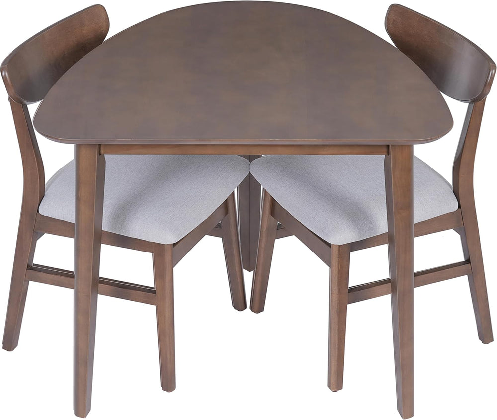 P PURLOVE Modern 3 Piece Table Set, Wood Triangular Table (Brown and Grey)