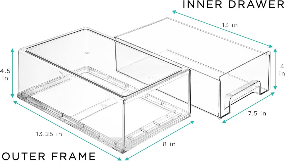Sorbus Clear Stackable Storage Drawers with Pull-Out Bins (Medium, 2 Pack)