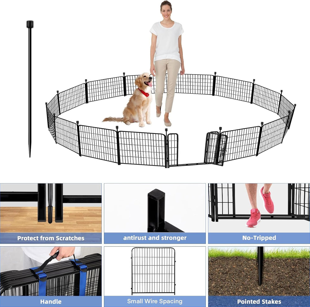 ADAVIN Dog Fence, 32in Tall Garden Fence Animal Barrier, 12 Panels | 26.6Ft H...