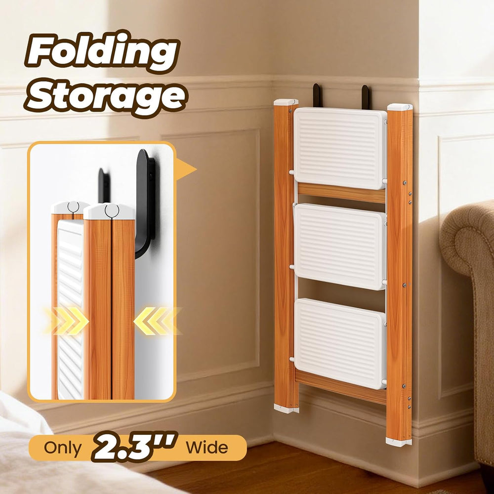 HBTower 3 Step Ladder, Lightweight Aluminum Folding Step Stool