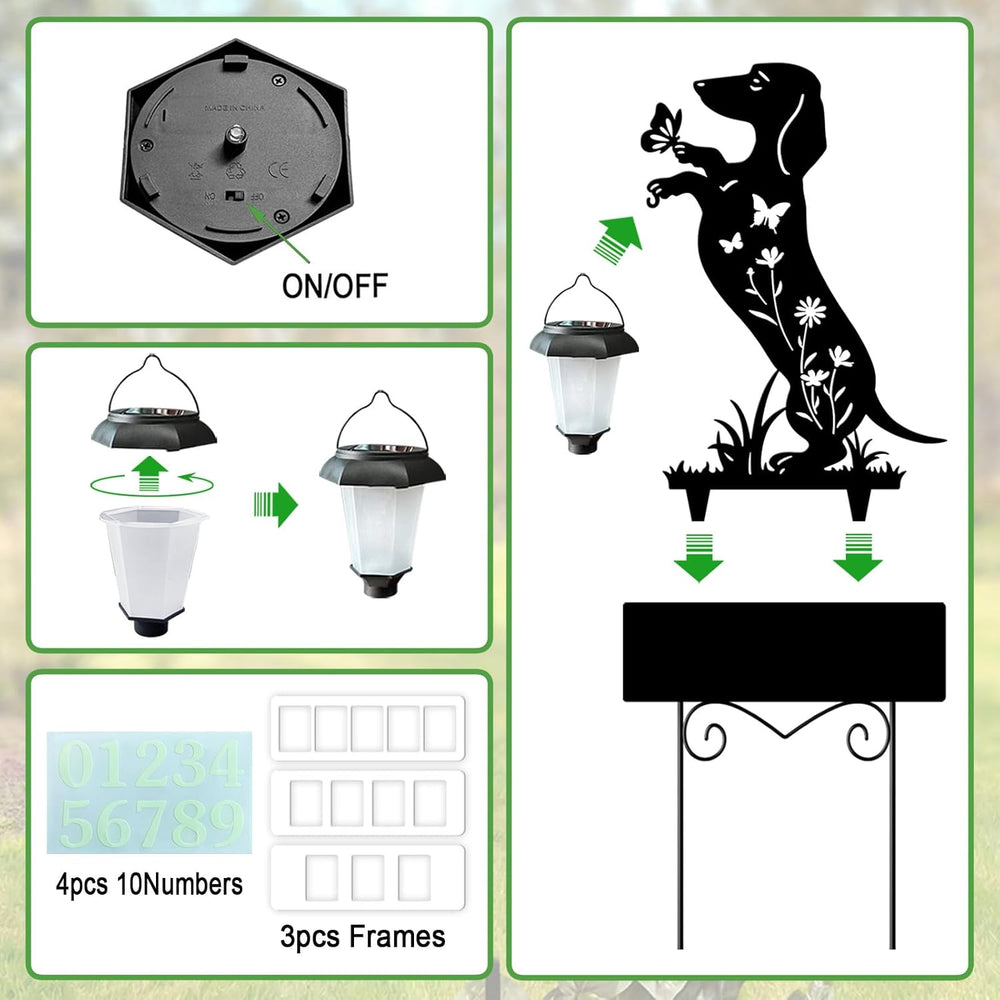 Solar House Numbers for Outside,Dachshund Address Signs for Houses Yard