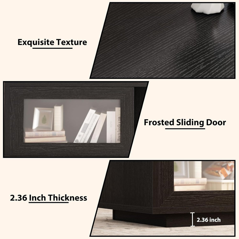 HSH 47 Inch Black Oak Coffee Table for Living Room with Storage
