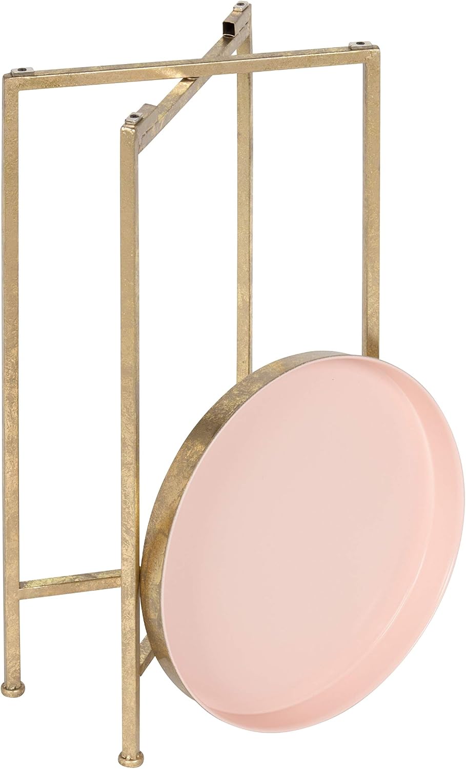 Kate and Laurel Celia Round Metal Foldable Tray Accent Table, Pink with Gold ...