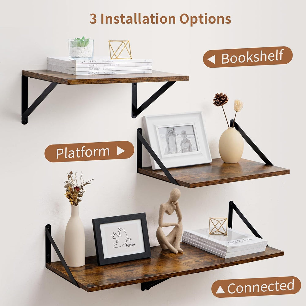 Axeman Deep Floating Shelves for Wall, 16W x 12D Rustic Wood Wall Shelves Set...