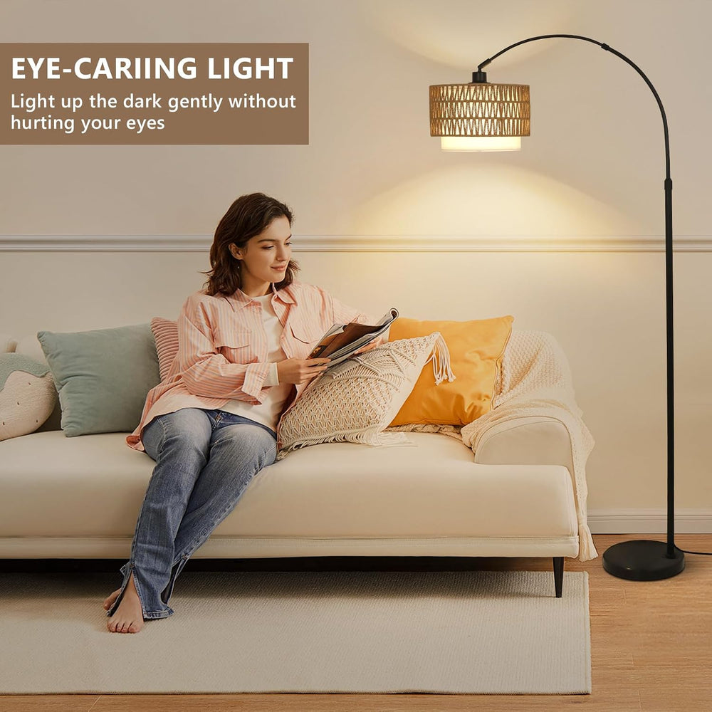 eyassi Arc Floor Lamp with Remote, Modern LED Floor Lamp with Dimmable Bulb, ...