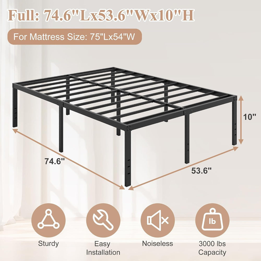 HOBINCHE 20 Inch Full Size Bed Frame, No Box Spring Needed, Heavy Duty Black ...