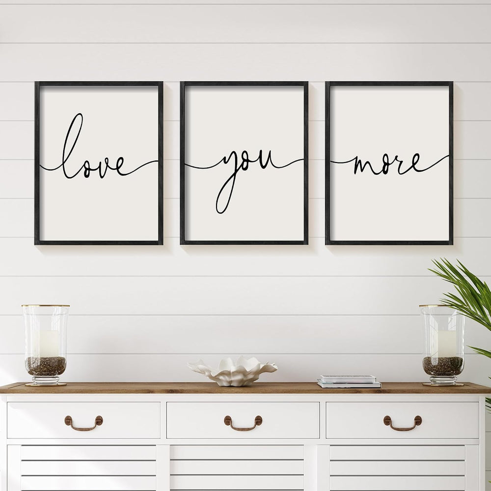 Heiple Love You More Sign Set of 3 Framed Above Bed Wall Decor Farmhouse Bedr...