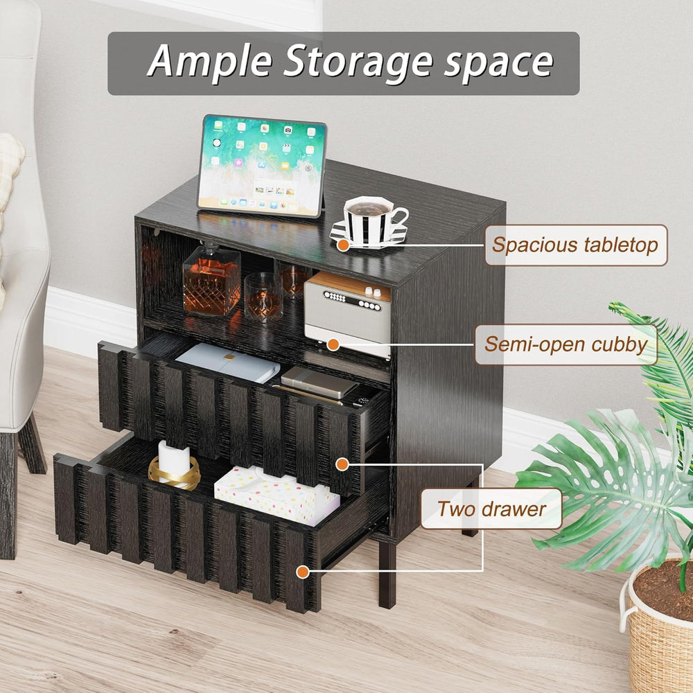UEV 3 Piece Dresser and Nightstand Sets for Bedroom (Black)
