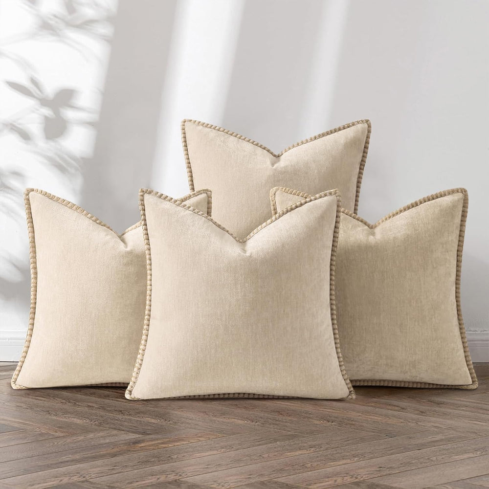 decorUhome Fall Soft Decorative Chenille Throw Pillow Covers 18x18 Set of 4