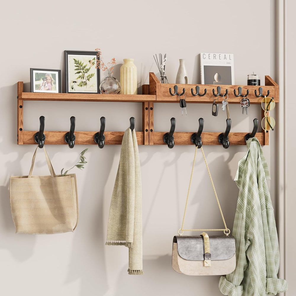 Evermagin 35" Coat Rack Wall Mount with Shelf & 13 Hooks, Entryway, ...
