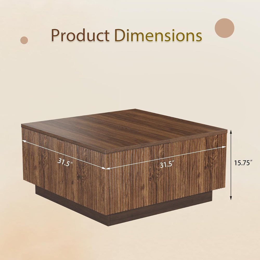 Epecoya 31'' Lift Top Coffee Table with Storage, Walnut Square Center...
