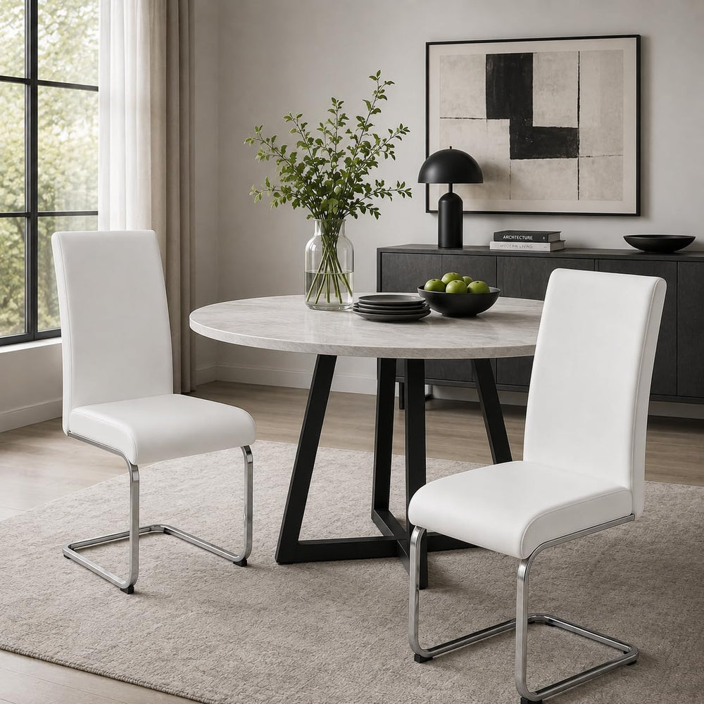 Yaheetech Dining Chairs Set of 2 High Back Modern Kitchen Chairs White