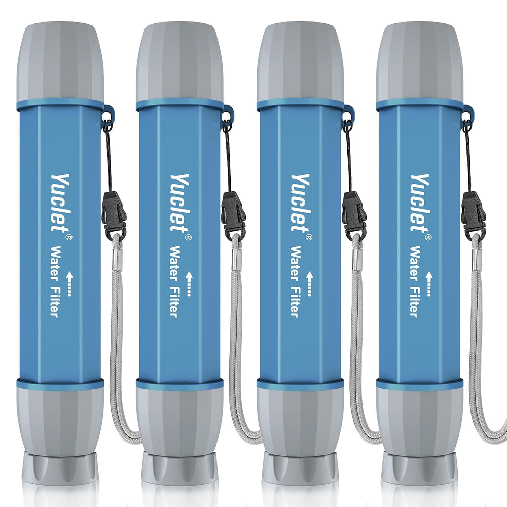 Yuclet Emergency Water Filter Straw for Survival, Camping & Hiking, 4 Pack
