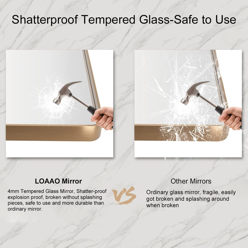 LOAAO 60"X36" Gold Bathroom Mirror