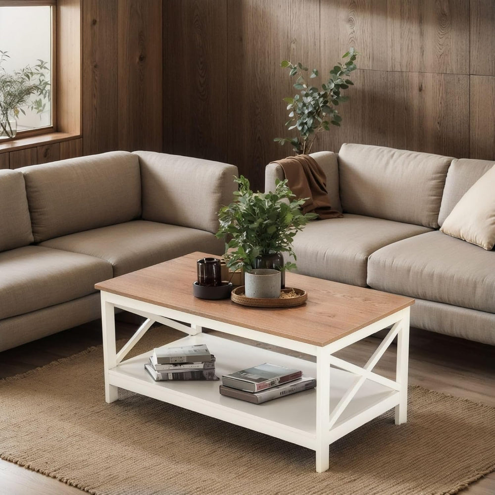 Sophia & William Farmhouse Coffee Table for Living Room, White