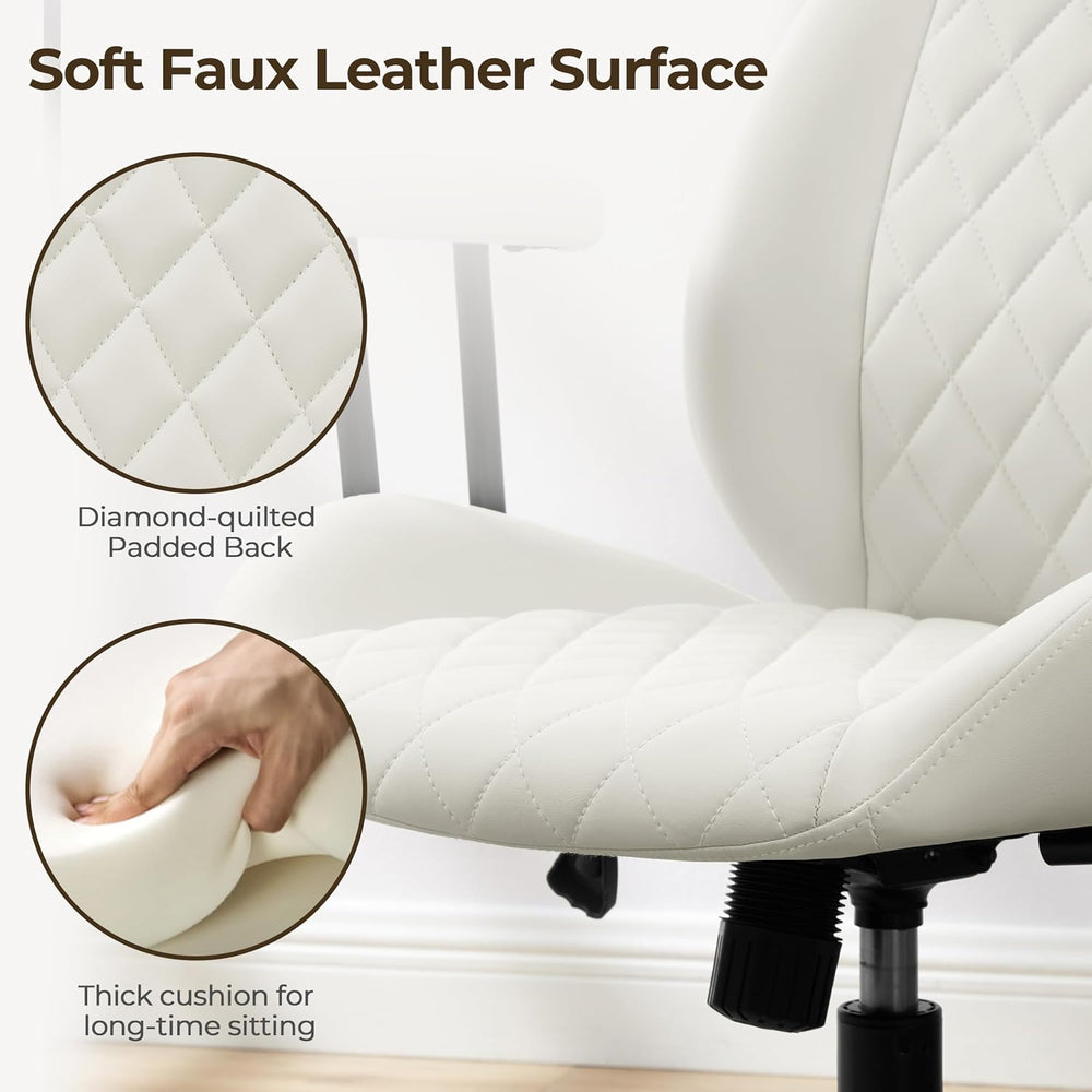 Volans Swivel Computer Desk Chair with Casters, Mid Back, Ivory White