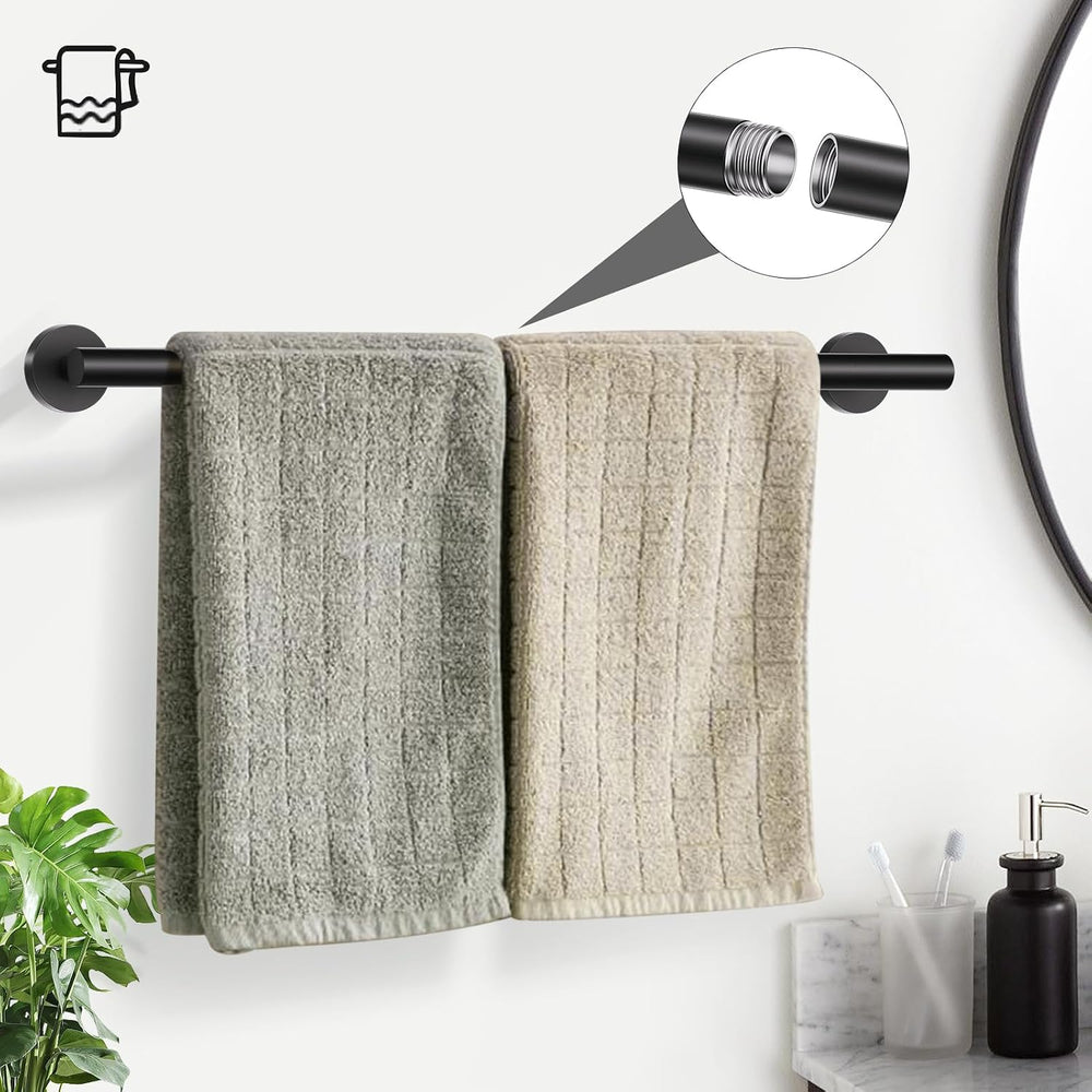 TURS Matte Black 5-Piece Bathroom Hardware Set Towel Bar Set 23.6inch Towel R...