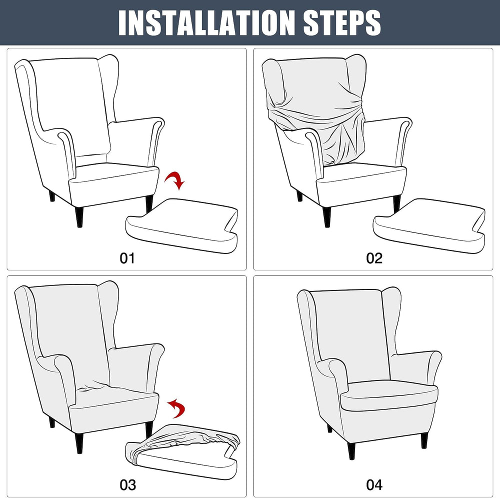CONRUSER Stretch Wingback Chair Covers, 2 Piece Wing Chair Slipcovers Soft Ve...