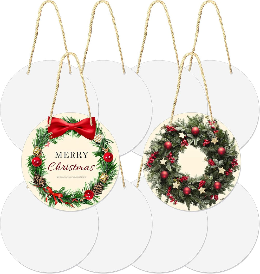 10 Pcs 12in Sublimation Door Hanger Blanks, Round Metal Sublimation Sign Blan...