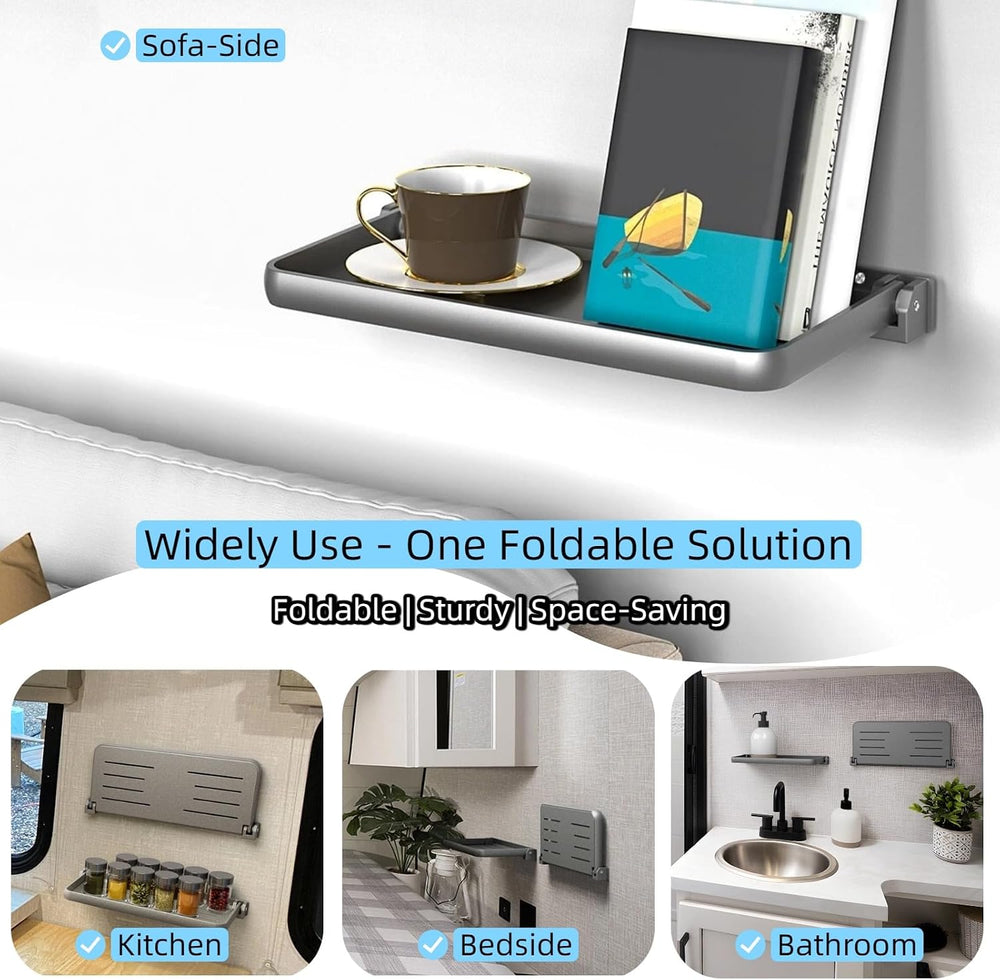 Aluminum RV Folding Shelf 12 Inch Wall Mounted Fold Down Shelves